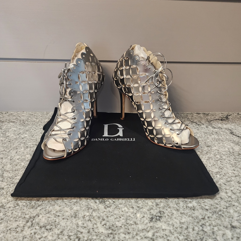 Silver Lace-Up Heels